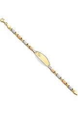 teensy 14k tri color gold XOXO oval ID kids bracelet
